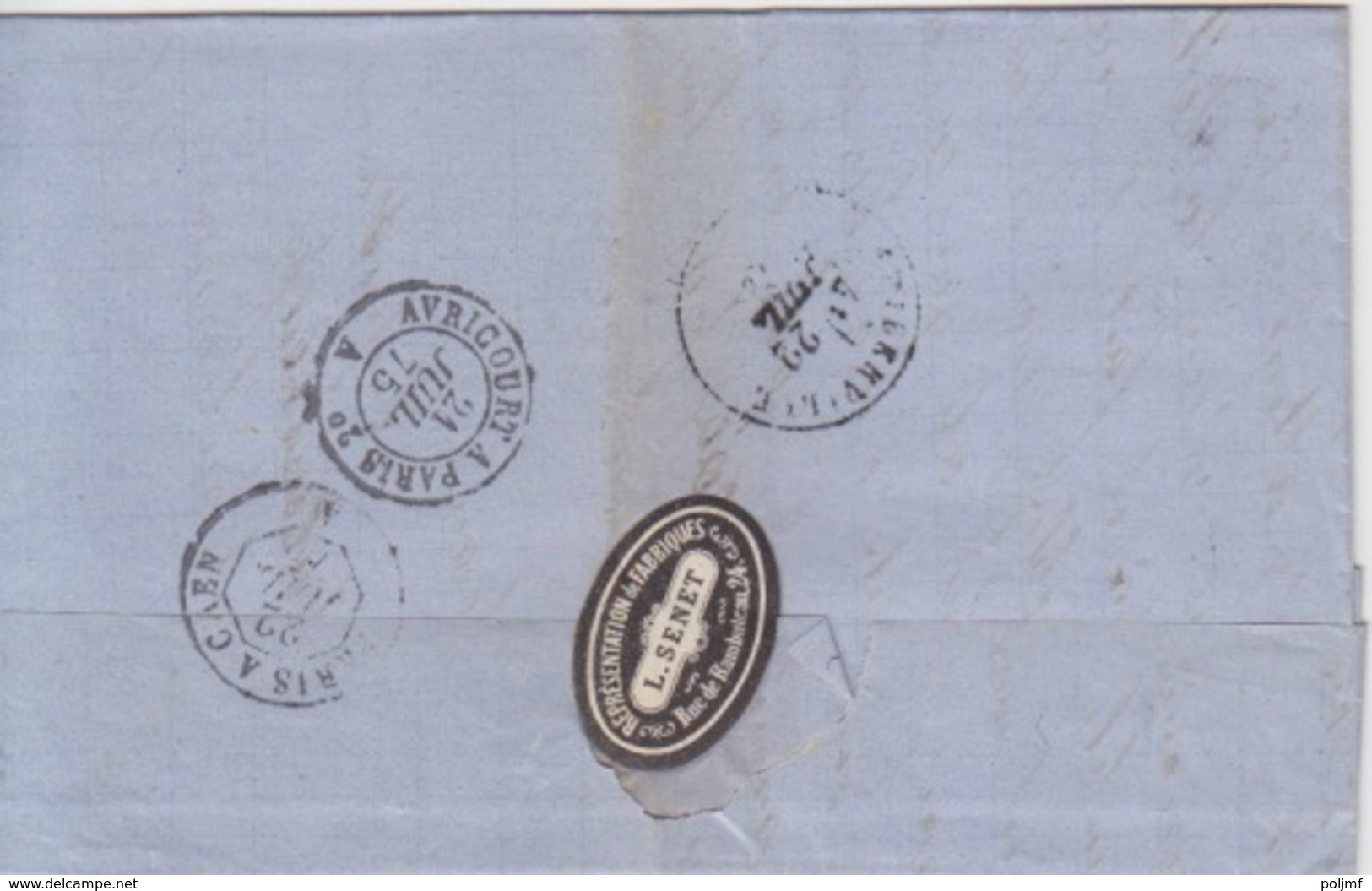 Lettre De Dieue (Dateur T18) Du 21 Juil 1875 Pour Thiberville PC Du GC 4479 Sur 20c Bleu (N° 60c) - 1849-1876: Période Classique