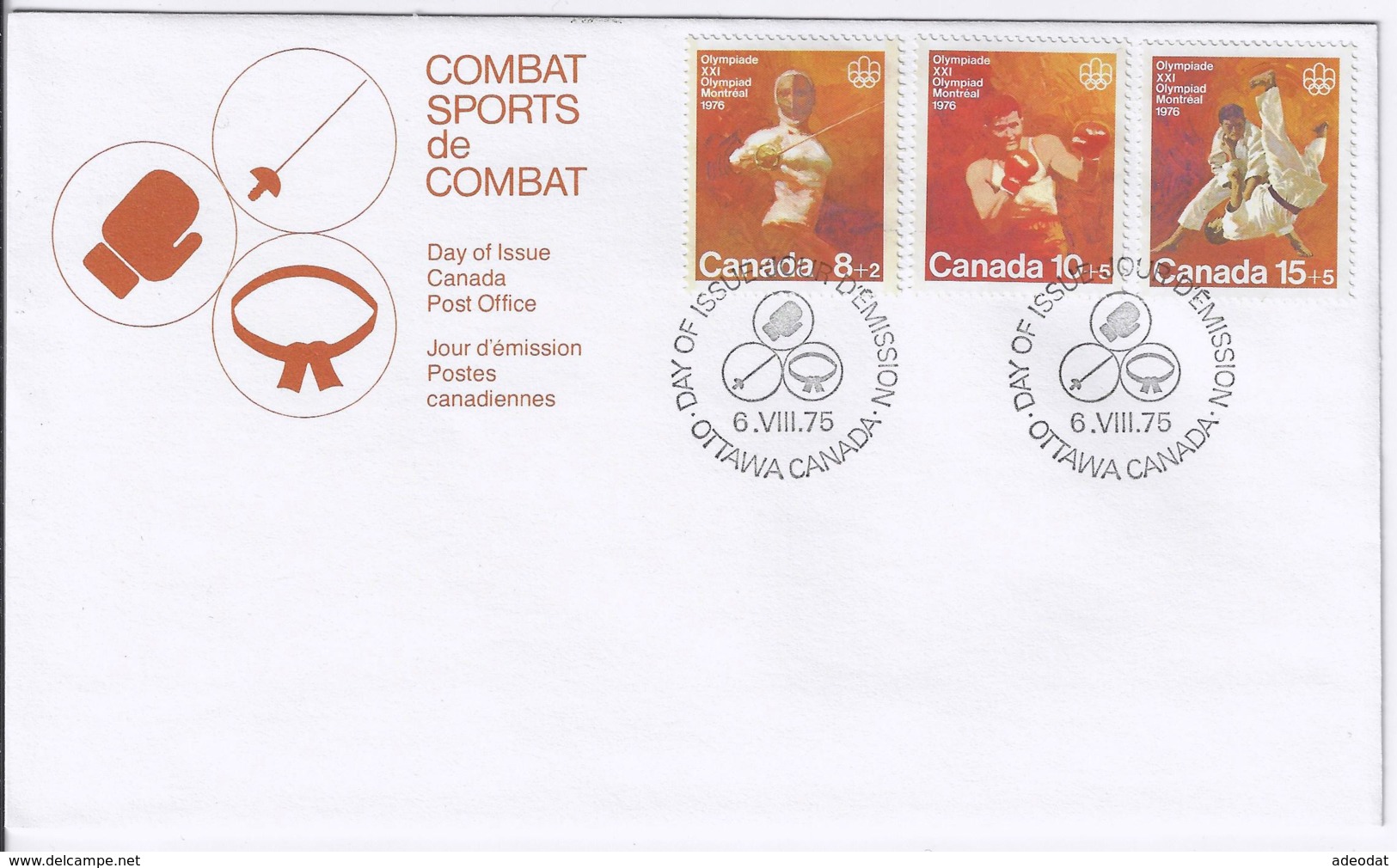 CANADA 1975 SEMI-POSTALS SCOTT B7-B9 FDC - Covers & Documents