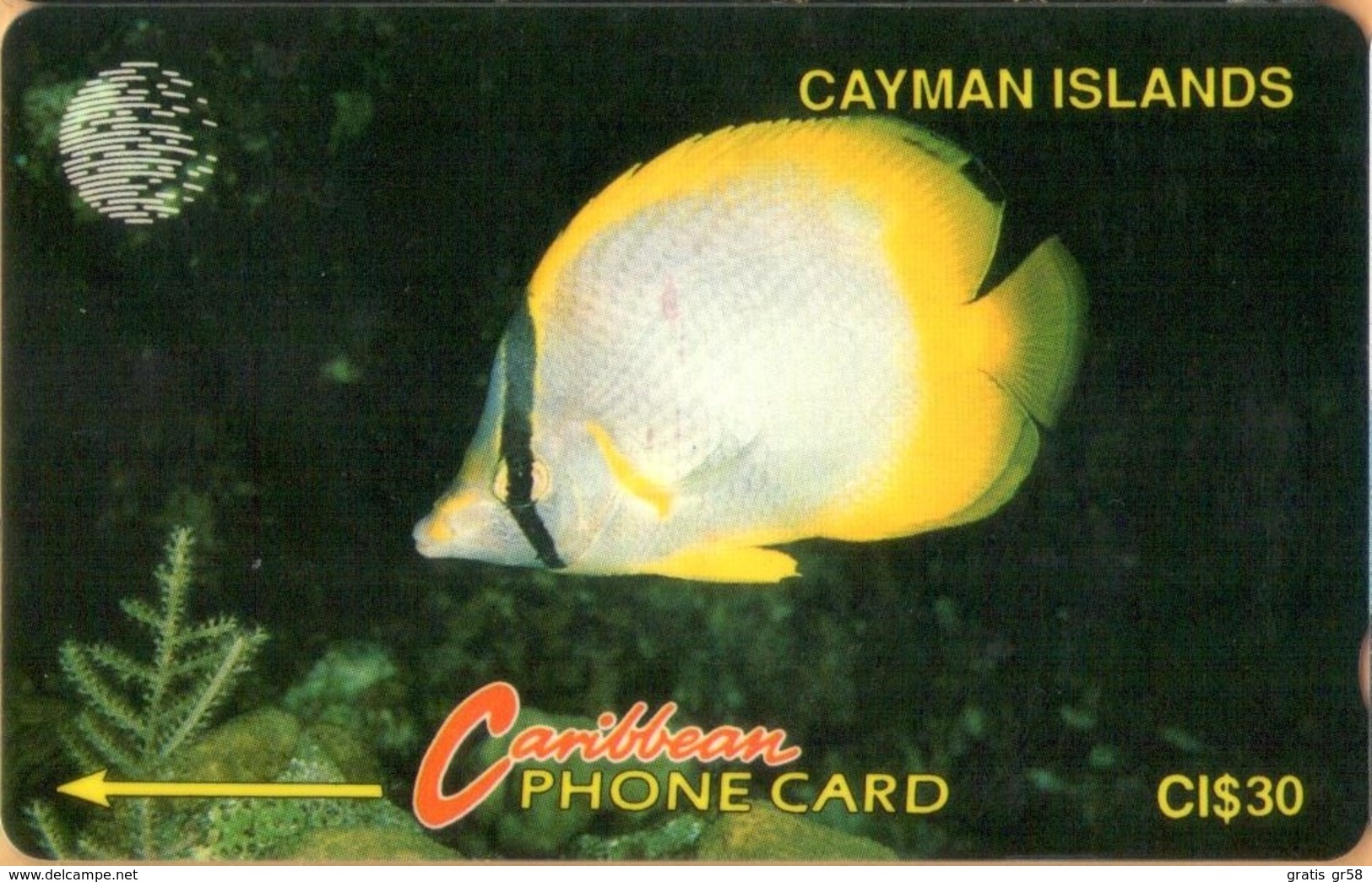 Cayman Islands - GPT, CAY-5B, 5CCIB, Yellow Fish, 30$, 9,905ex, 1992, Used - Isole Caiman