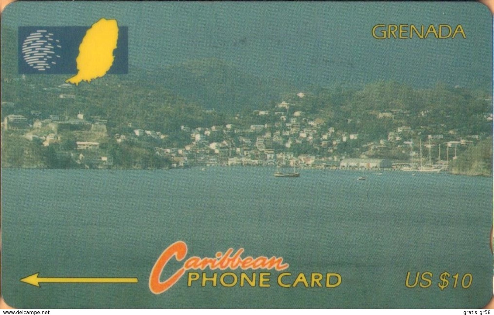 Grenada - GPT, GRE-7A, 7CGRA, Port St Georges, Ports, 10$, 10,000ex, 1993, Heavily Used - Grenada (Granada)