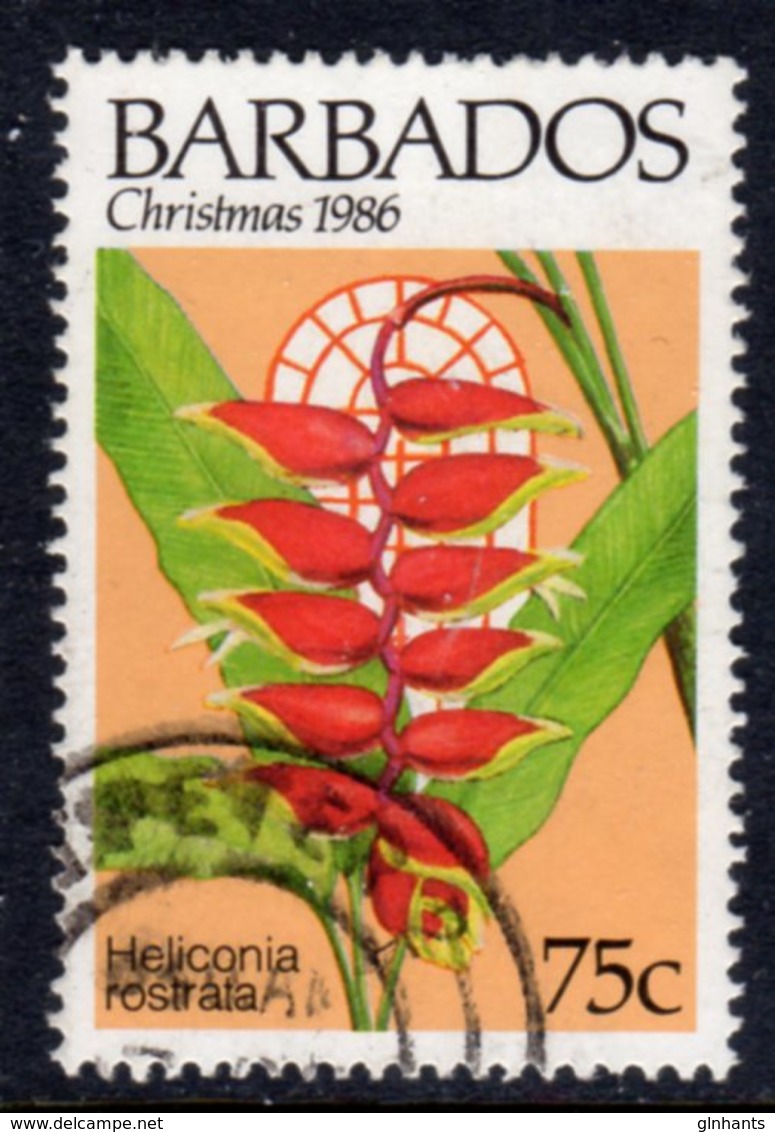 BARBADOS - 1986 75c CHRISTMAS FLOWER STAMP FINE USED SG 830 - Barbados (1966-...)