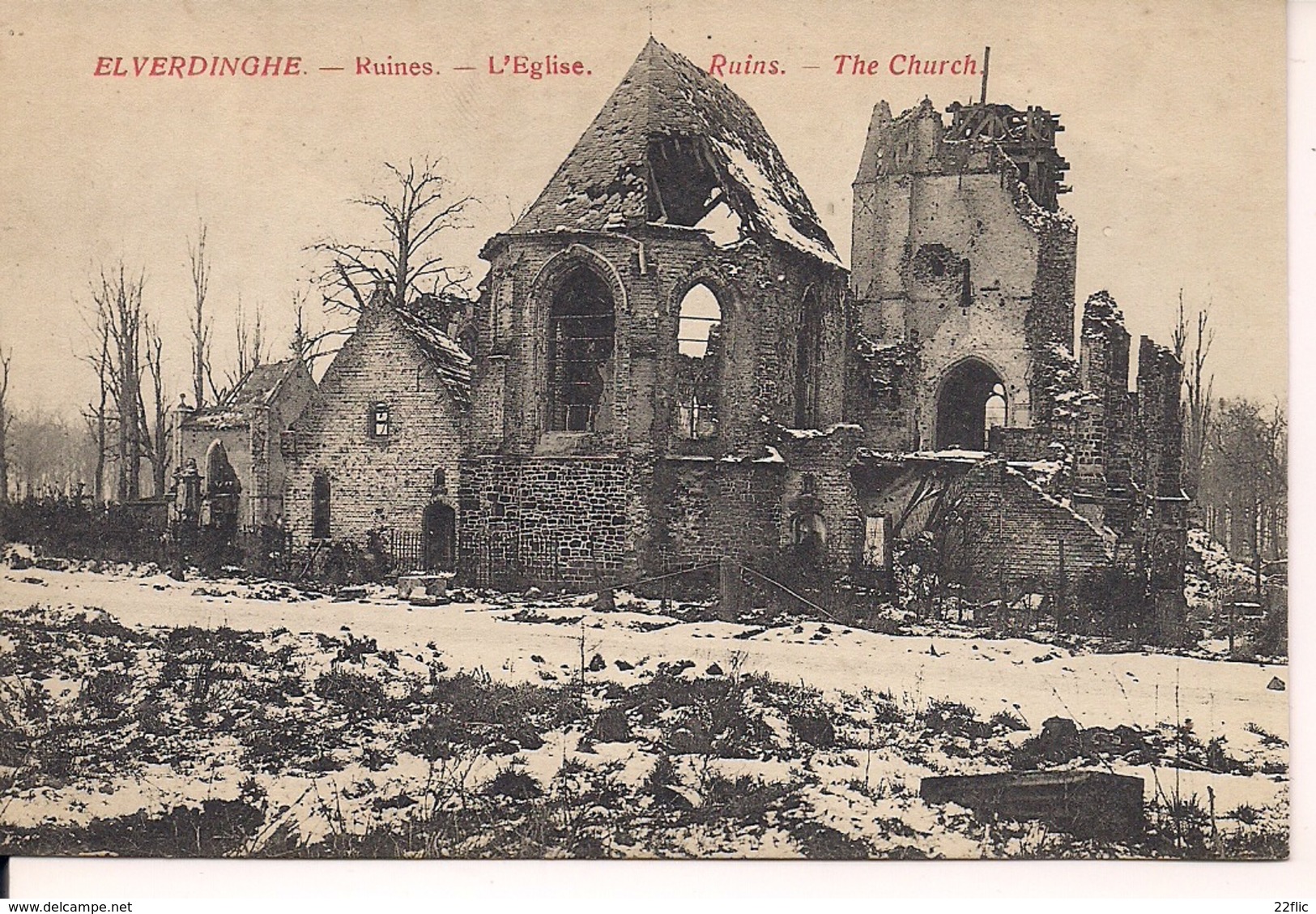 ELVERDINGE ELVERDINGHE RUINES  L'EGLISE - Weltkrieg 1914-18