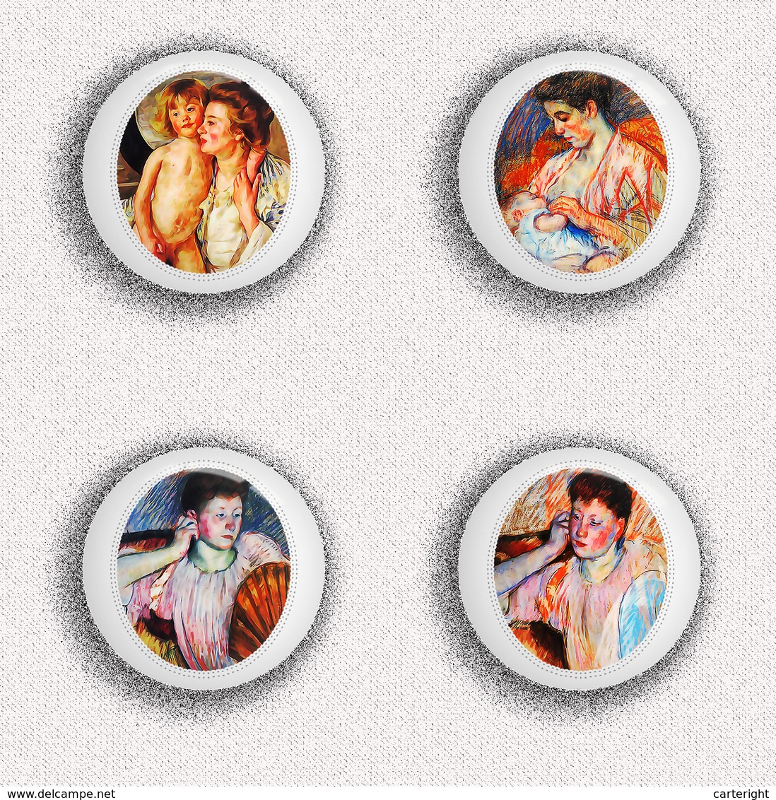 35 X Mary Cassatt Painting Fan ART BADGE BUTTON PIN SET 5 (1inch/25mm Diameter) - Other & Unclassified