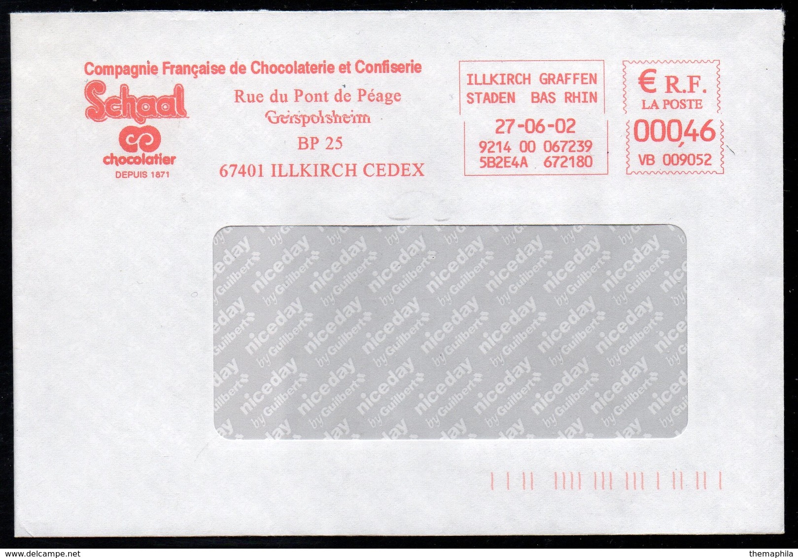 CHOCOLAT - CACAO - COCOA - SCHAAL / 2002 FRANCE EMA SUR ENVELOPPE COMMERCIALE (ref LE3112) - Alimentación