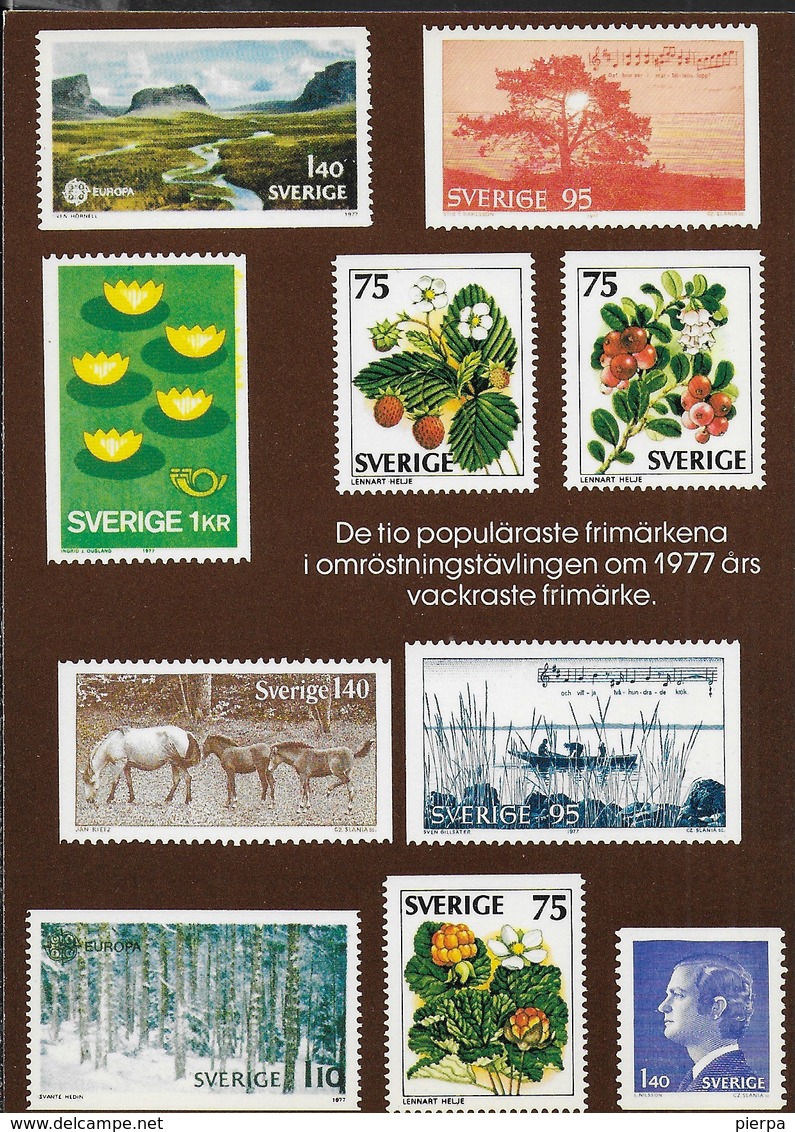 SVERIGE -  I DIECI MIGLIORI FRANCOBOLLI 1977 - NUOVA - Francobolli (rappresentazioni)