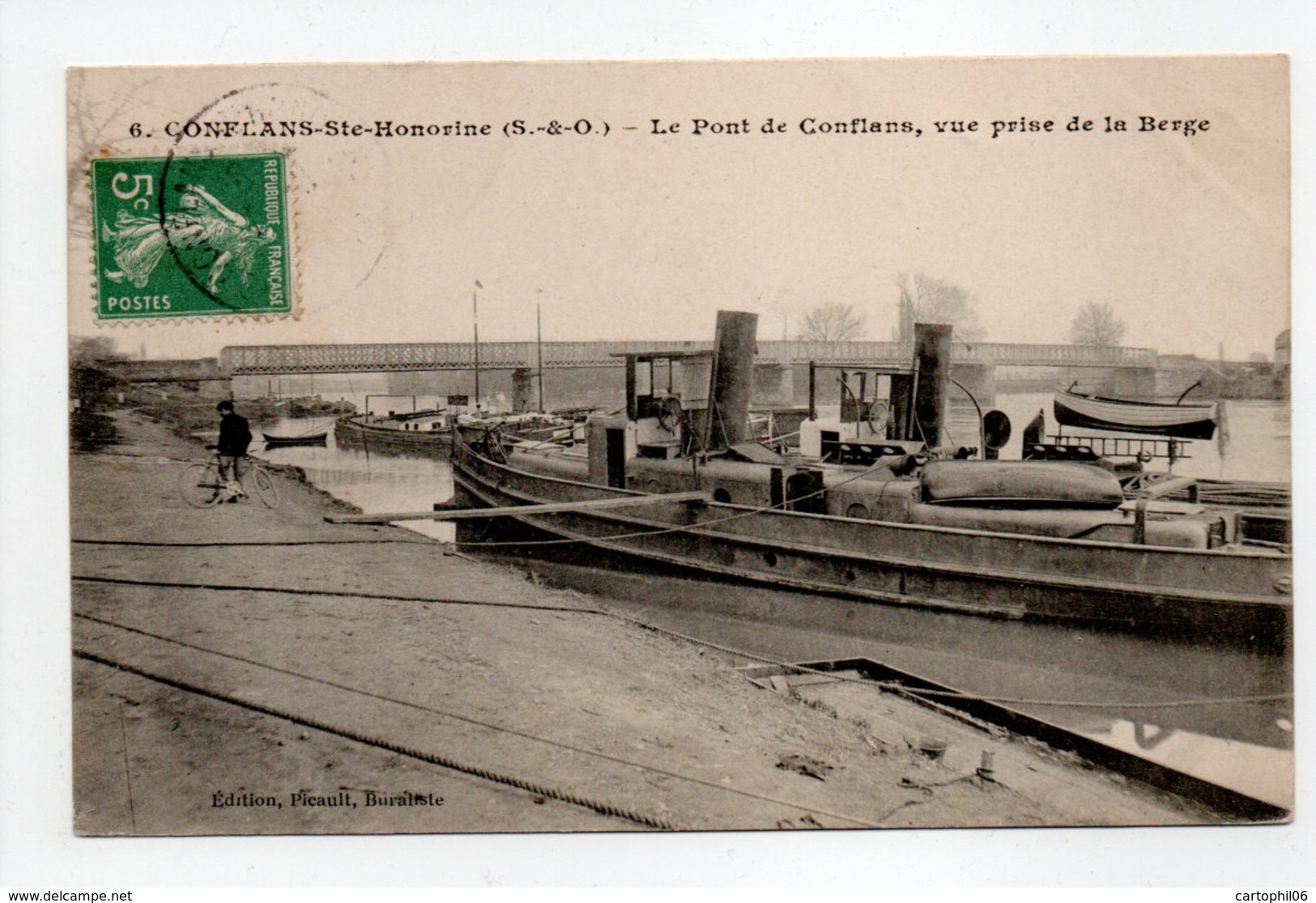 - CPA CONFLANS-SAINTE-HONORINE (78) - Le Pont De Conflans, Vue Prise De La Berge - Edition Picault N° 6 - - Conflans Saint Honorine