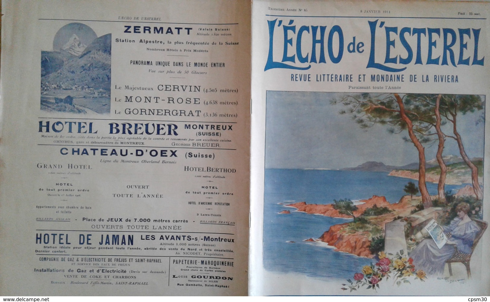 Revue L'ECHO De L'ESTEREL - Revue Littéraire Et Mondaine De La Riviera - 08 Janvier 1914 N° 85 - Autres & Non Classés