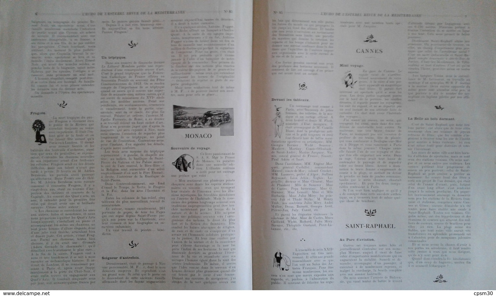 Revue L'ECHO de L'ESTEREL - Revue Littéraire et Mondaine de la Riviera - 08 janvier 1914 n° 85