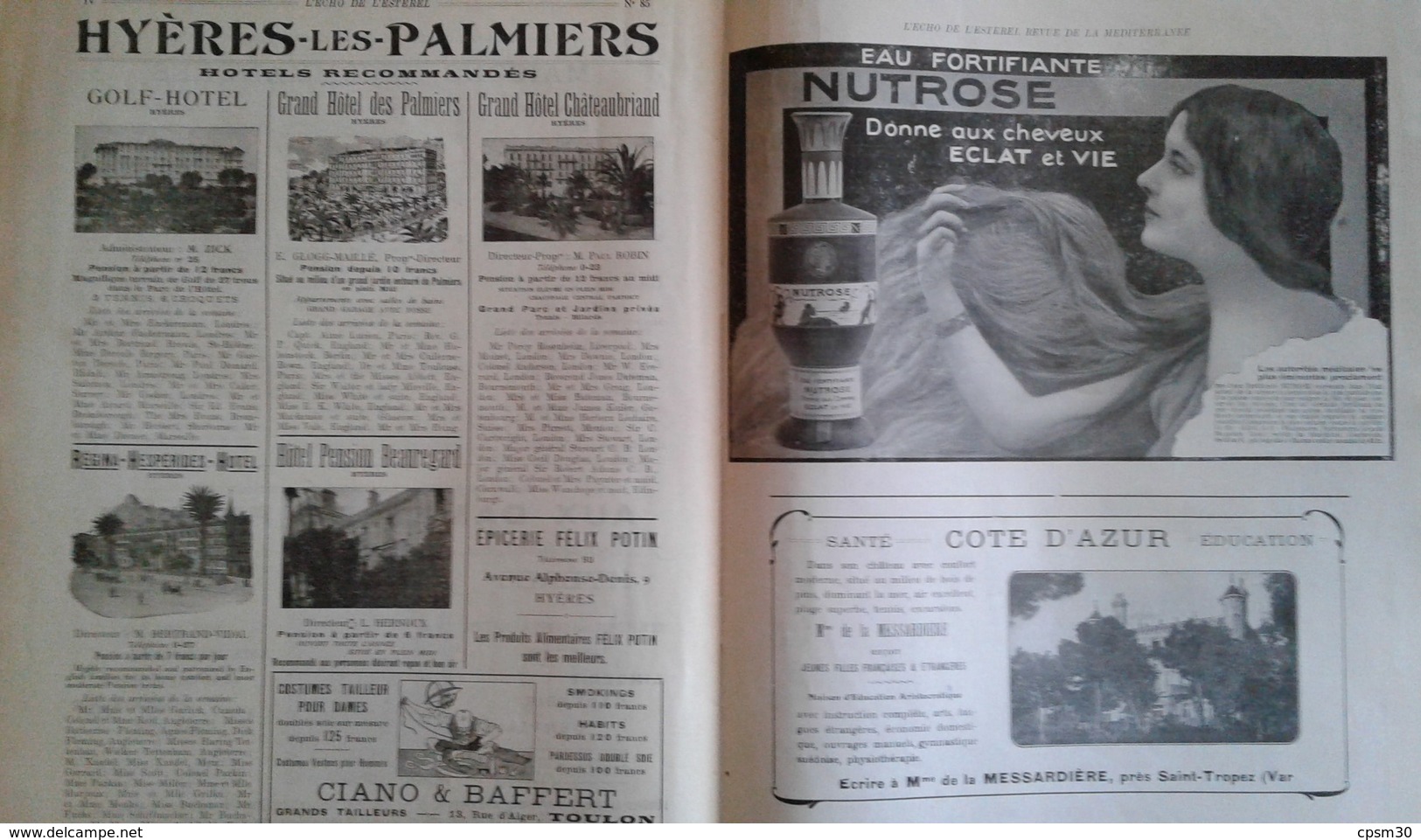 Revue L'ECHO de L'ESTEREL - Revue Littéraire et Mondaine de la Riviera - 08 janvier 1914 n° 85