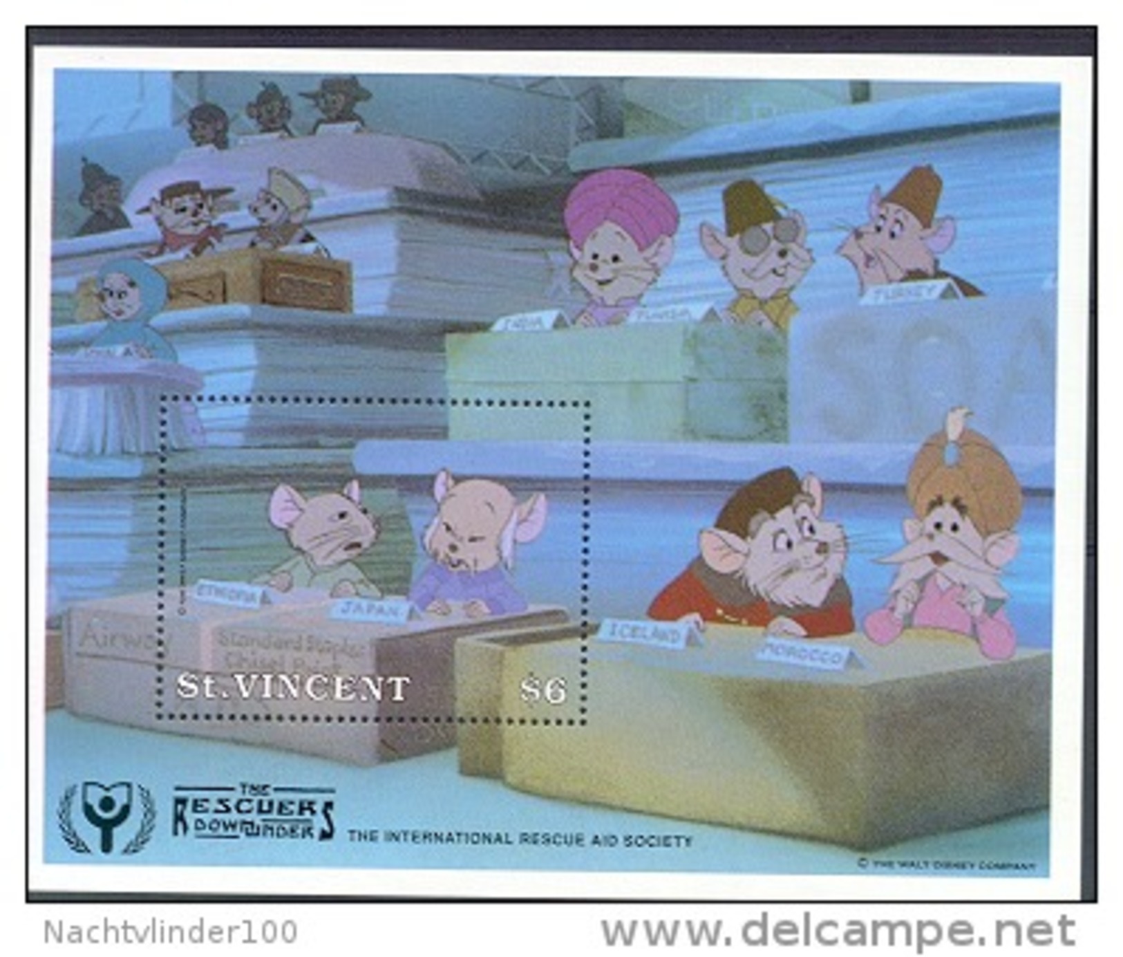 Nct077 WALT DISNEY DE REDDERTJES MUIS MUIZEN MOUSE MICE THE RESCUERS ST. VINCENT 1991 PF/MNH # - Disney