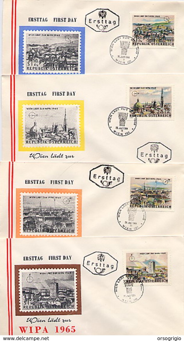 AUSTRIA - OSTERREICH - 1964 - WIPA 1965  -  8 Covers - FDC