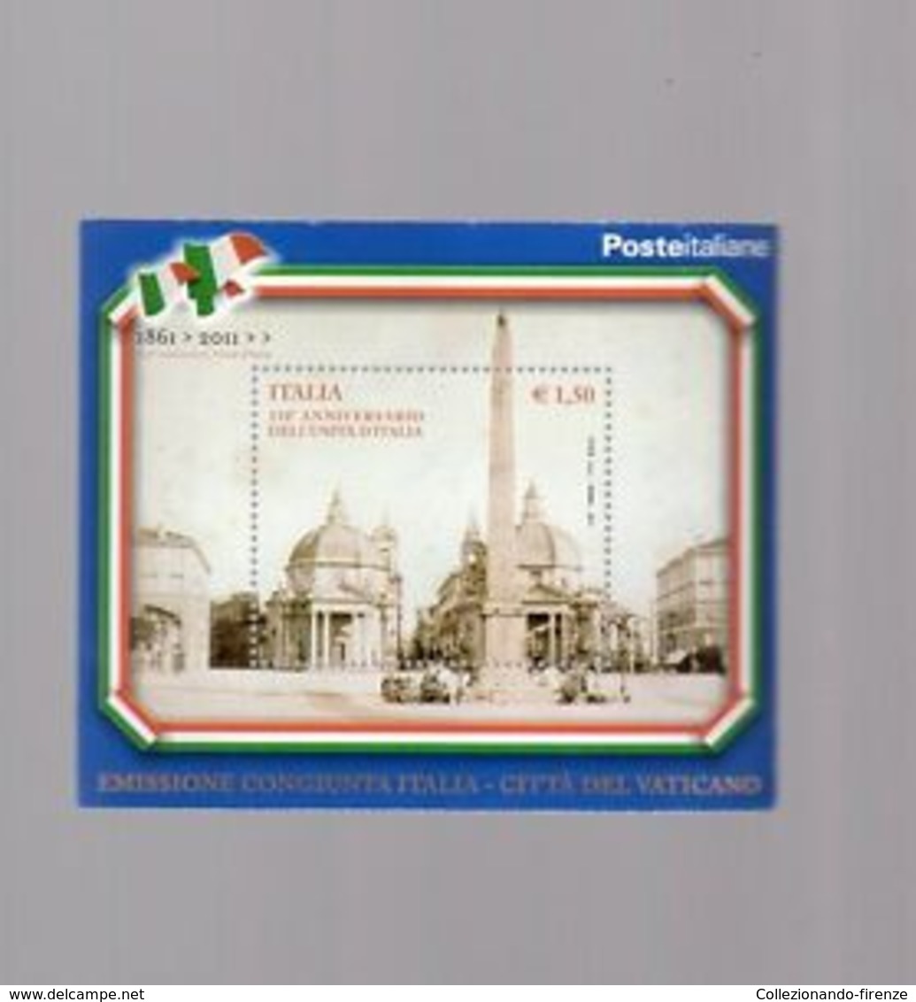 Italia Repubblica 2011 Foglietto N 69 Unità D'Italia Emissione Congiunta Vaticano - 2011-20:  Nuovi