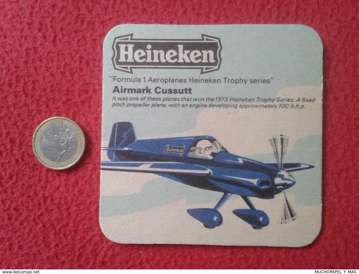 POSAVASOS COASTER BEER MAT CERVEZA HEINEKEN FORMULA 1 F1 AEROPLANES AIRMARK CUSSUTT AVIÓN PLANE AIRPLANE AIR BIER BIÈRE - Portavasos