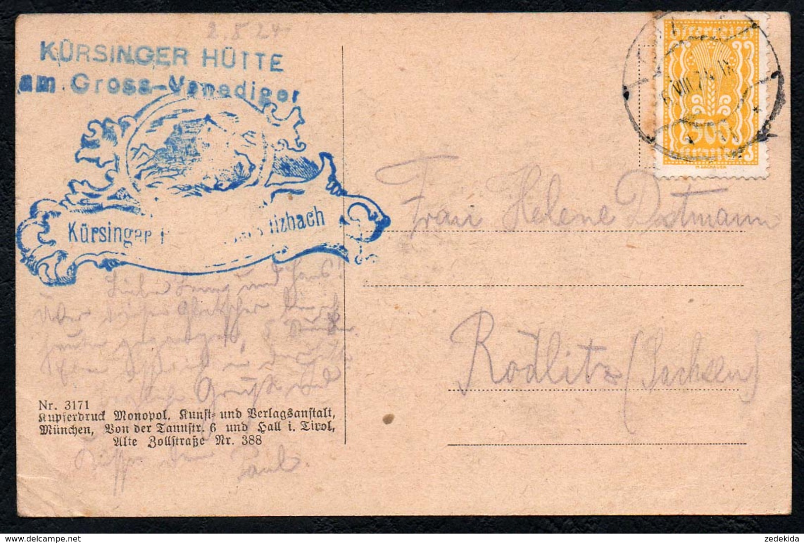 C2192 - Kürsinger Hütte Kürsingerhütte - Kunstverlag München - Stempel - Klein Und Groß Venediger - Neukirchen Am Grossvenediger