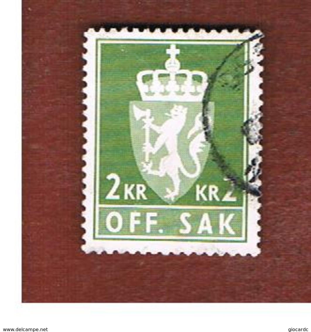 NORVEGIA (NORWAY) -   SG O748  -  1960   OFFICIAL STAMPS: ARM  2 KR GREEN         - USED° - Service