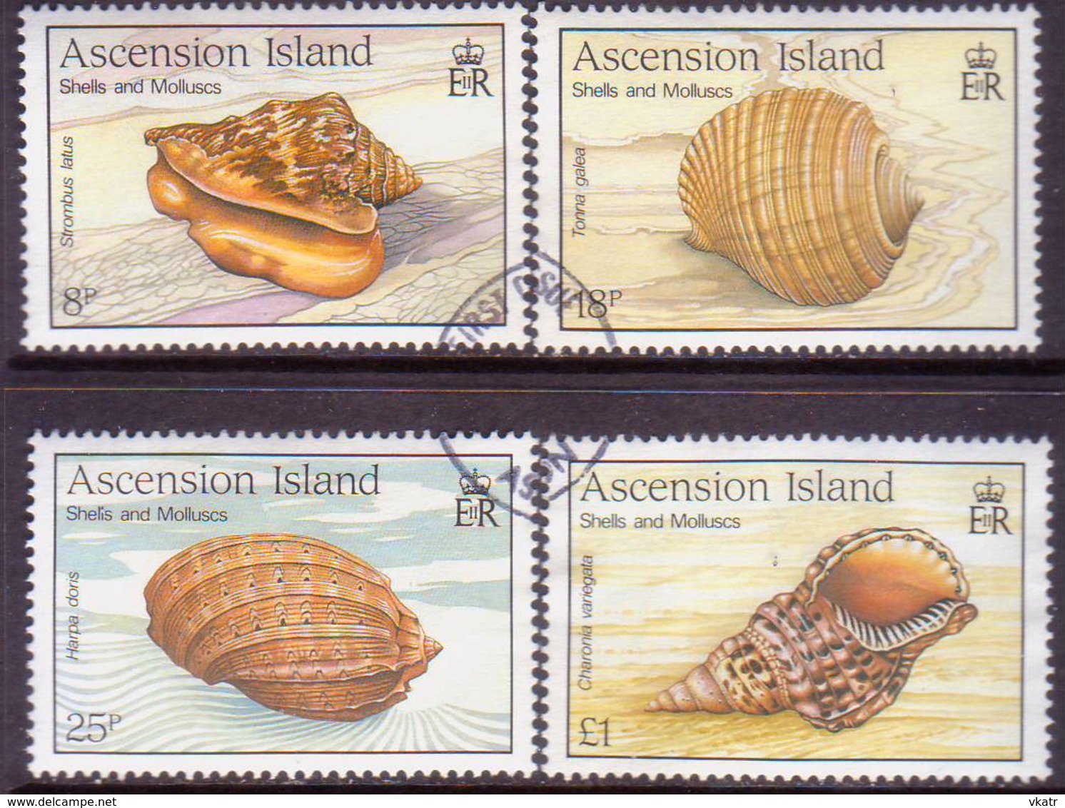 ASCENSION 1989 SG #506-09 Compl.set Used Sea Shell - Ascension (Ile De L')