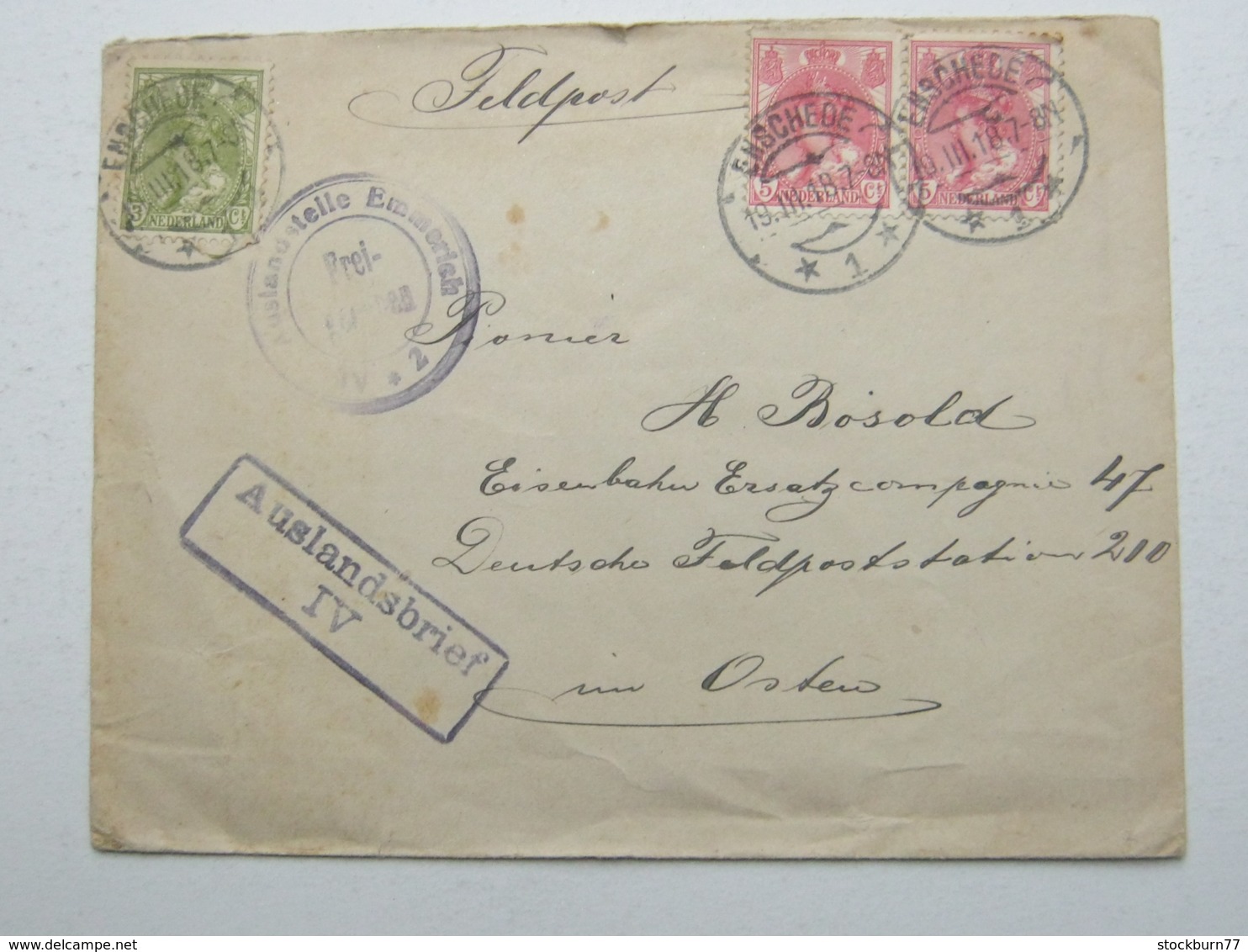 1918 , FELDPOST , Brief Censuur  Von Enschede  An Deutsche Feldposteinheit - Lettres & Documents