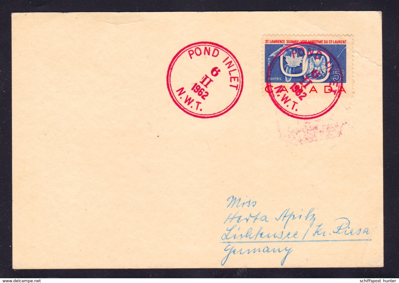 CANADA, " Pont Inlet N.W.T." ,1962, 2 Postmarks !! Look Scan !! 14.7-42 - Stazioni Scientifiche E Stazioni Artici Alla Deriva