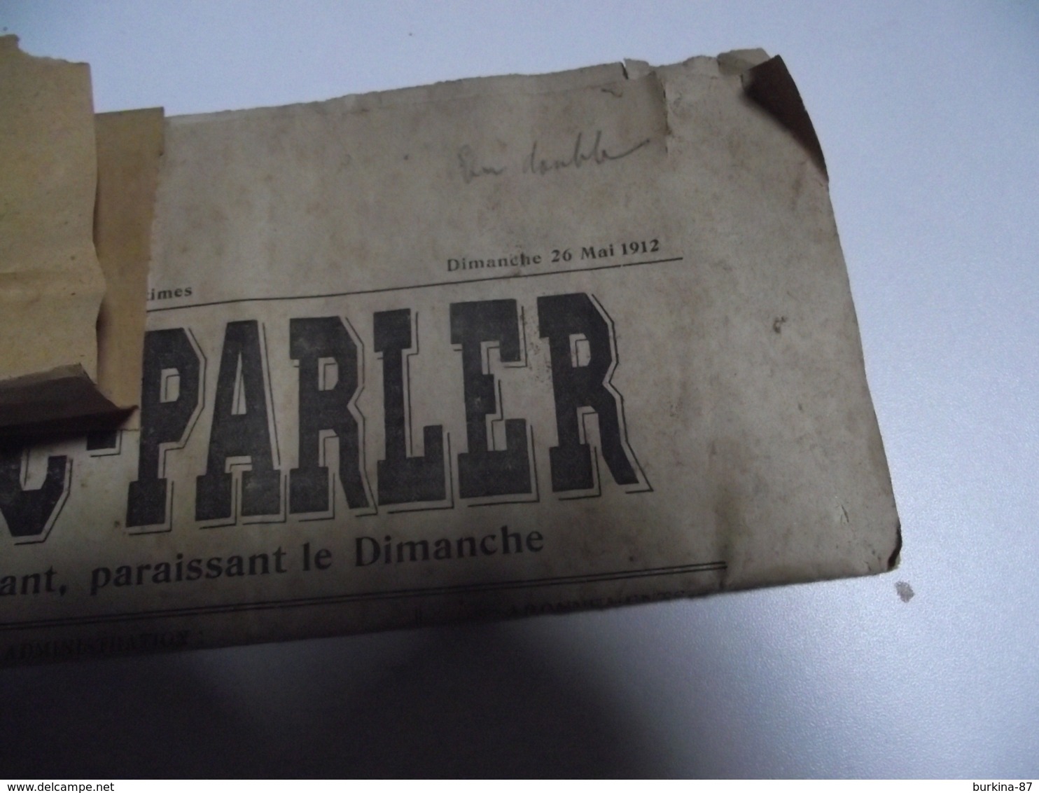 Le FRANC PARLER, 26 MAI 1912, Journal Politique Indépendant - Autres & Non Classés