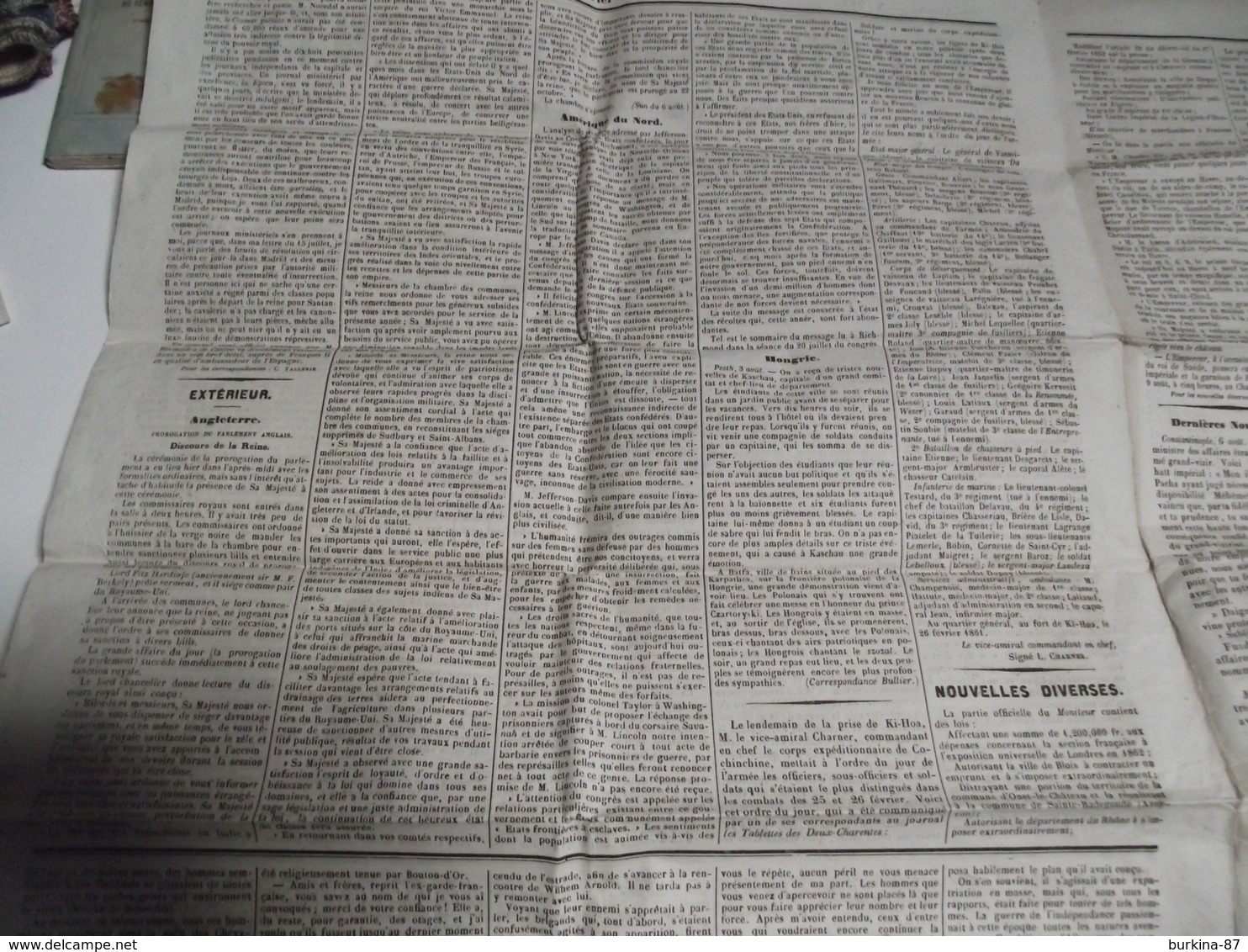 Le Courrier Du CENTRE,  8 AOÛT 1861, Journal Quotidien, Hte Vienne, Corrèze, Creuse - 1850 - 1899