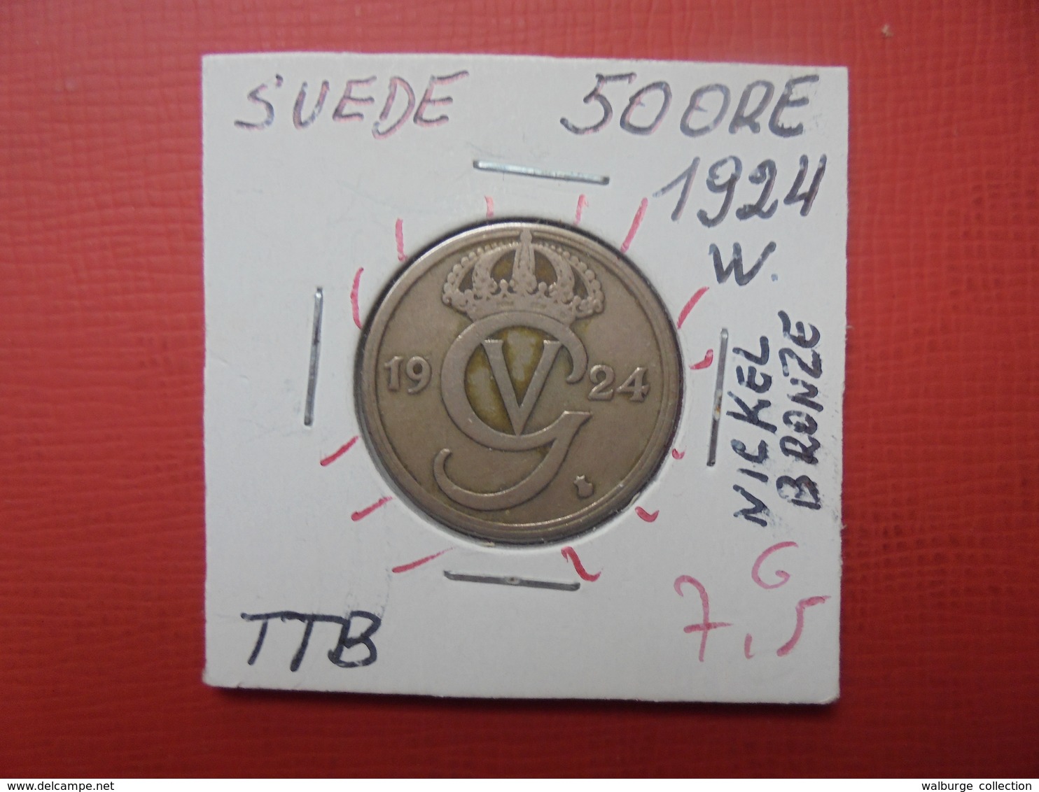 SUEDE 50 ÖRE 1924 (A.3) - Suède