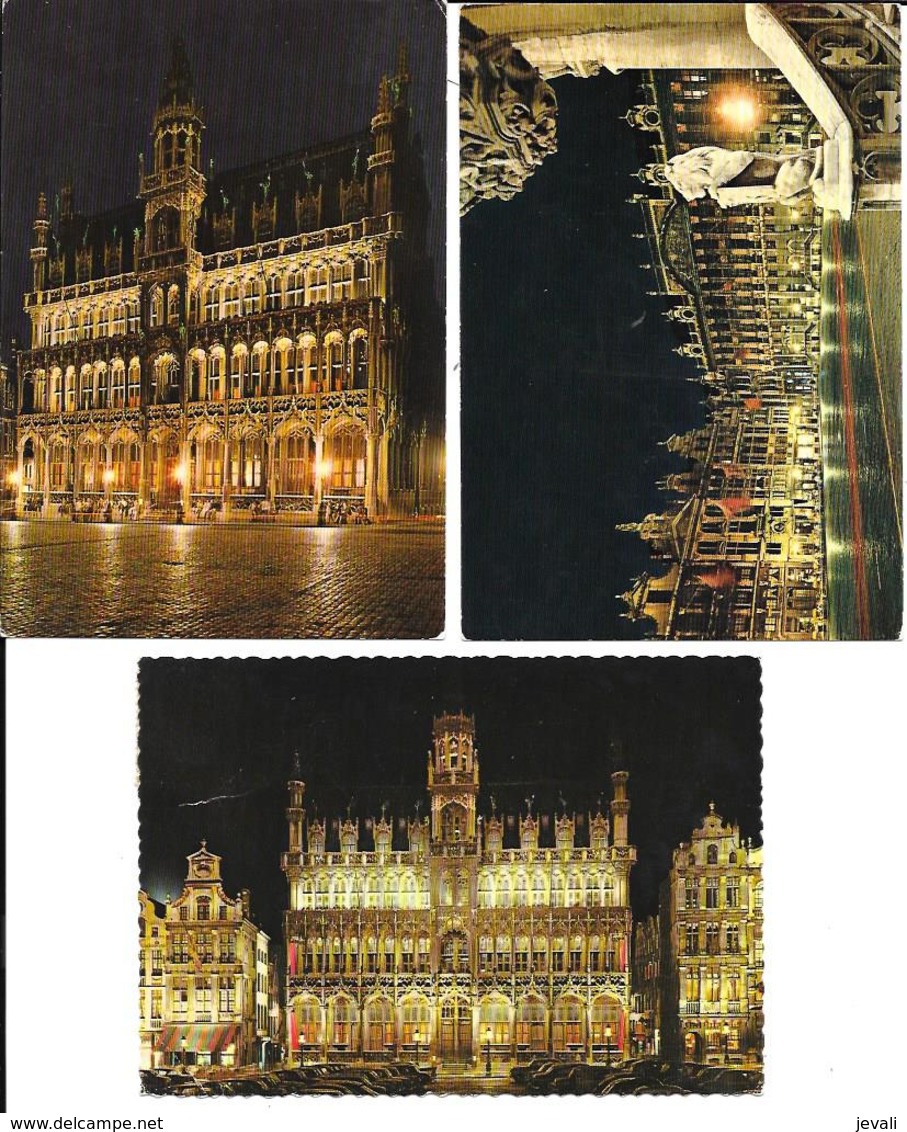 3 X CPA / AK / PK   -   BRUXELLES   Maison Du Roi + Maison Des Ducs De Brabant - Brussels By Night