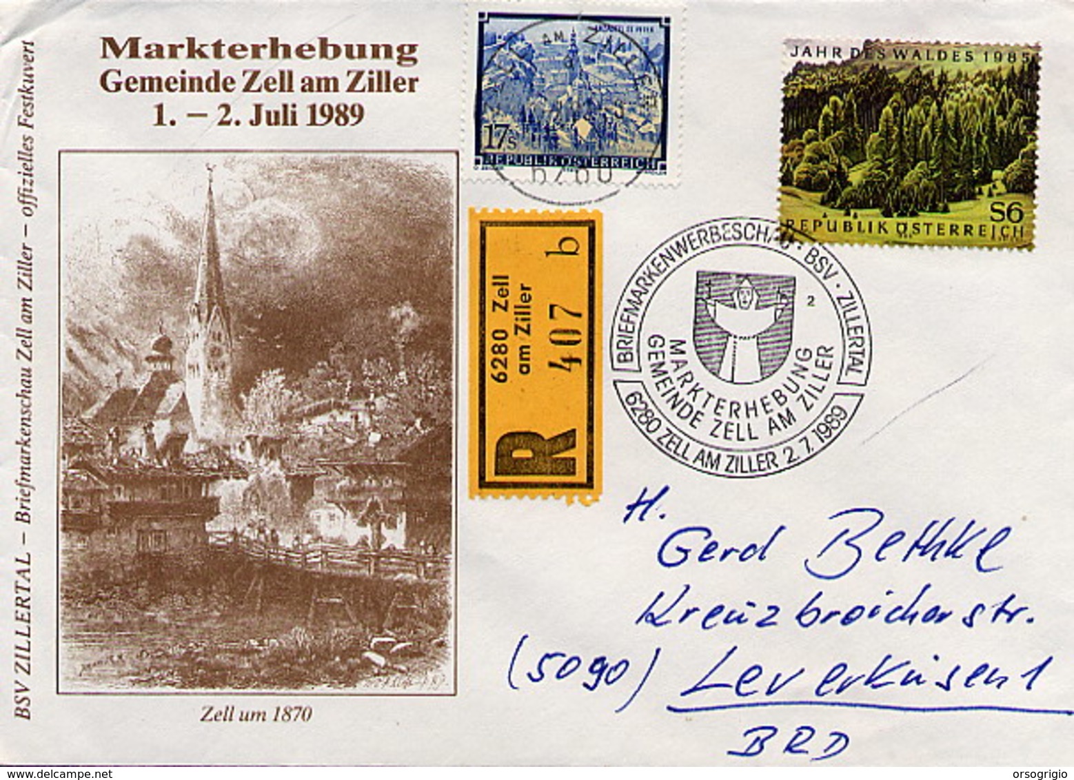 AUSTRIA - OSTERREICH - FDC  1989 -  6280  ZELL AM ZILLER  - STEMMA BLASONE  MONACO FRATE - Buste