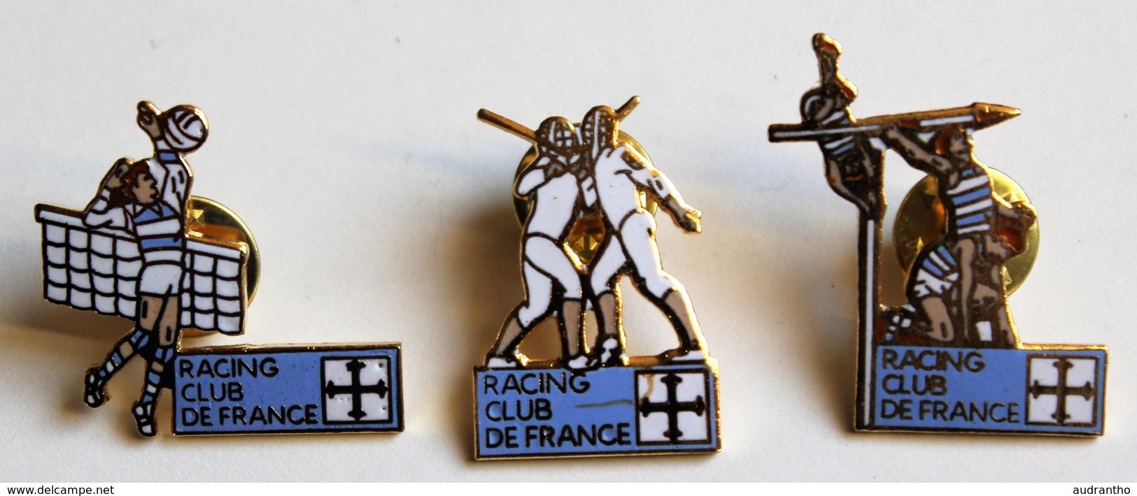 Lot De 3 Pins Sport Racing Club De France Escrime Volley Ball Athlétisme - Lots