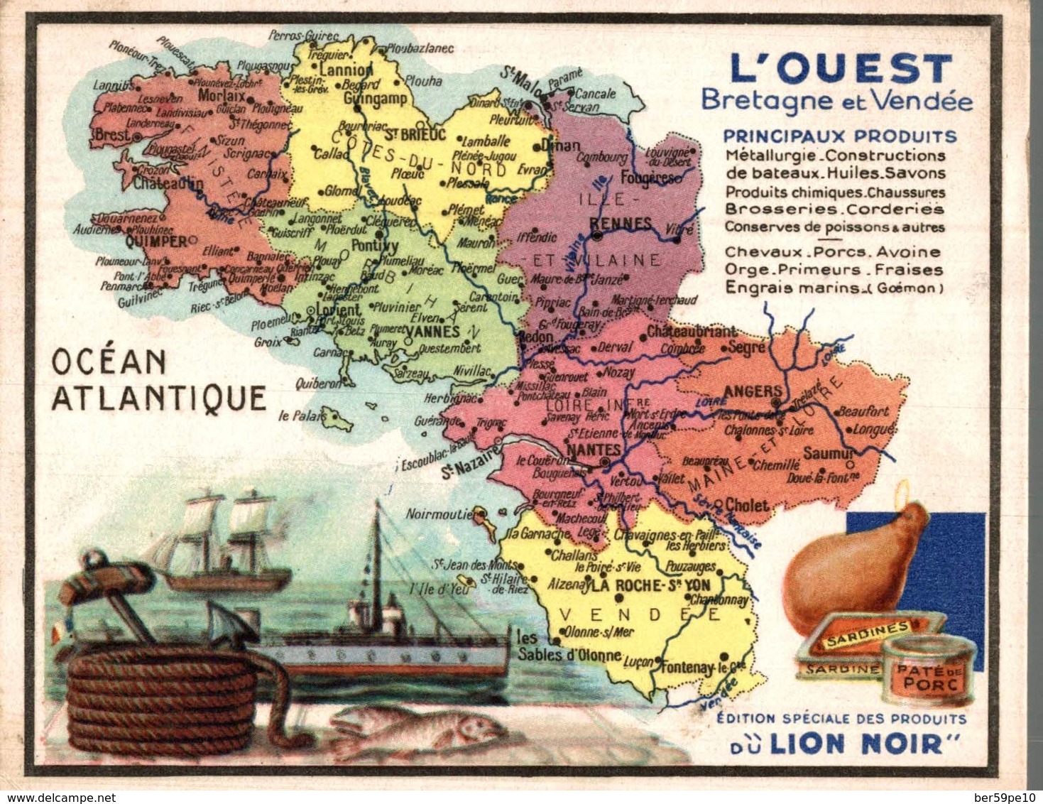 CHROMO PRODUITS DU LION NOIR PARIS-MONTROUGE  L'OUEST  BRETAGNE ET VENDEE - Autres & Non Classés