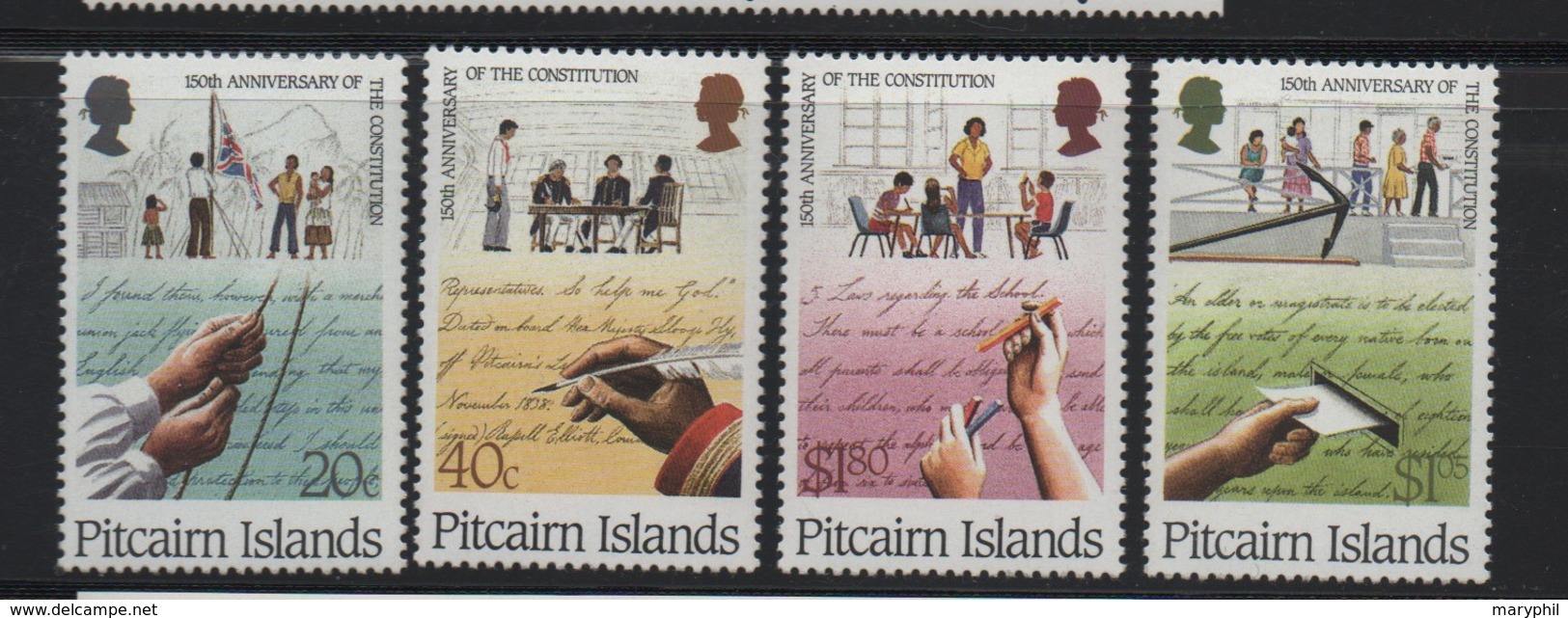LOT 174 - PITCAIRN N° 309/312  **  -  MANUSCRITS - MAINS - Pitcairn Islands