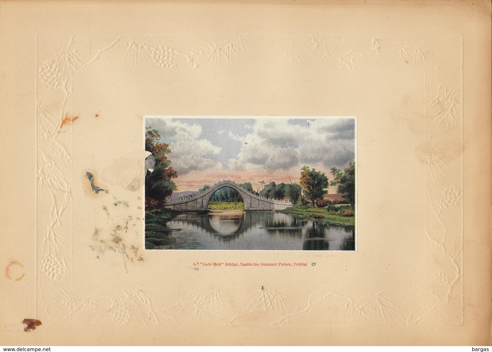 Planche Vers 1900 Lithographie Chine Jade Belt Bridge Peking China Chinois - Chinese Paper Cut