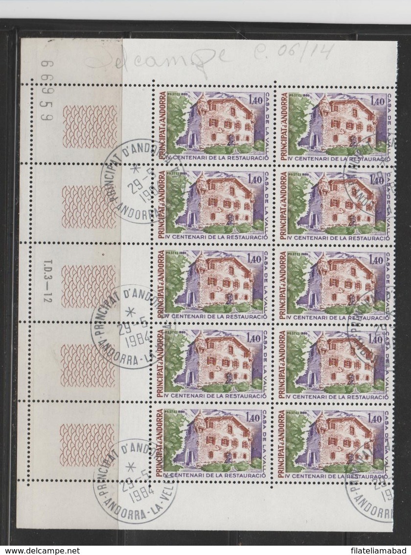 ANDORRA CORREO FRANCES 10 SELLOS TASELLADOS DE FAVOR (C.H. S .USADOS. - Blocks & Sheetlets