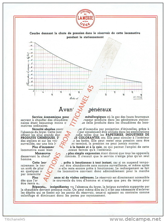 Plaquette Publicitaire DE 1935 De 6 Pages ATELIERS CONSTRUCTION DE LA MEUSE : LOCOMOTIVES A ACCUMULATEUR DE VAPEUR - Chemin De Fer