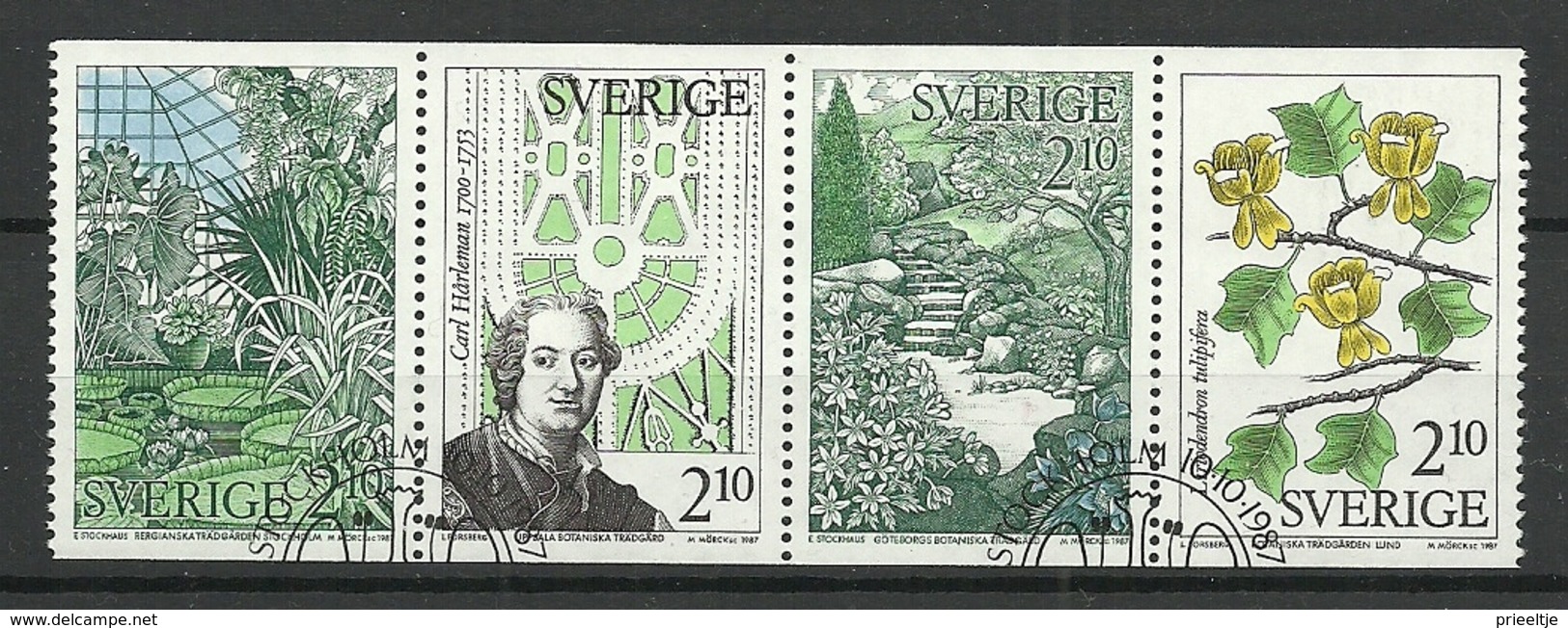 Sweden 1987 Botanic Gardens Strip Y.T. 1432/1435 (0) - Oblitérés