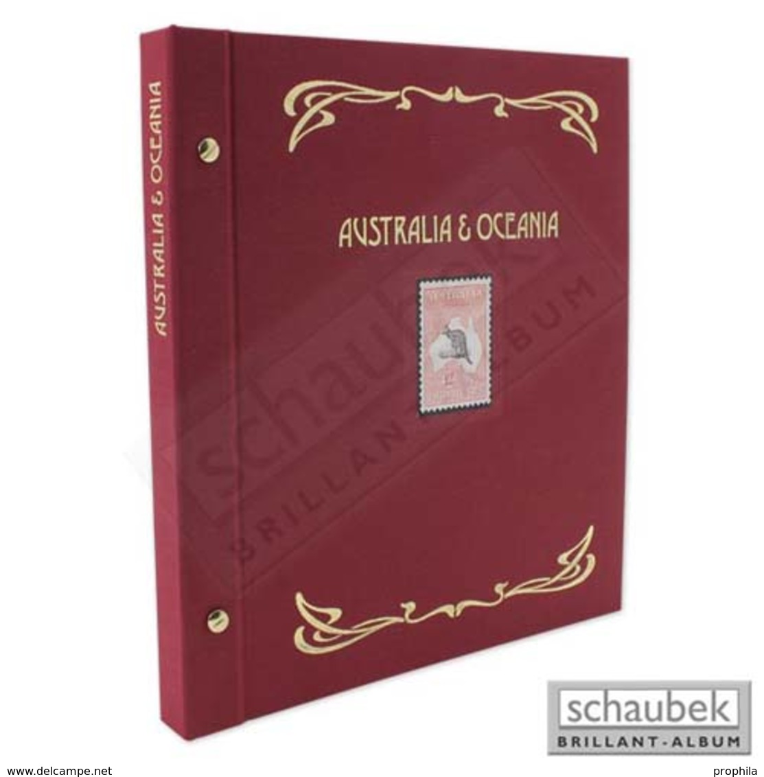 Schaubek Ds0029 Schraubbinder Leinen Schmal Rot, Reprint-Ausführung Australia & Oceania - Large Format, Black Pages