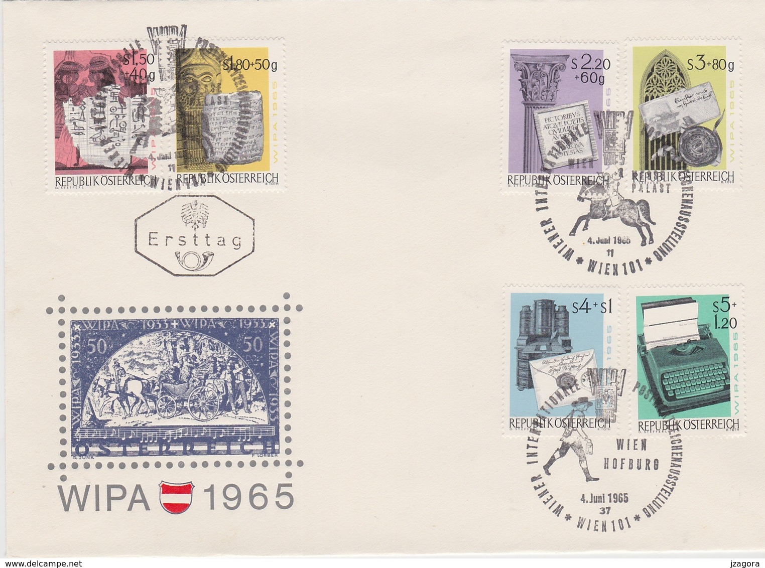 HISTORY OF WRITING HISTOIRE L'ÉCRITURE SCHREIBEN - AUSTRIA 1965 FDC MI 1184 - 1189 WIPA - Other & Unclassified