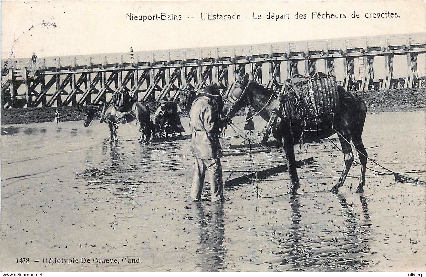 Belgique -  Nieuport-Bains - L'Estacade - Le Départ Des Pêcheurs De Crevettes - Nieuwpoort