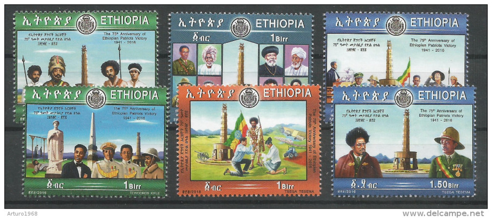 Ethiopia Ethiopie Äthiopien - Complete Set Of 6 MNH / ** 2017 Ethiopian Patriot Victory 1941 - Ethiopia