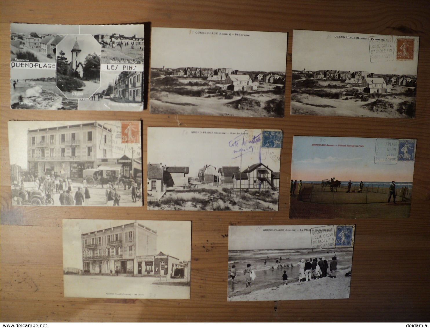 QUEND PLAGE. SOMME. 80. LOT DE 8 CPA / CPSM. ANNEES 20 / ANNEES 50 PECHEURS RELEVANT LES FILETS / RUE DE PARIS / LA PLA - Autres & Non Classés