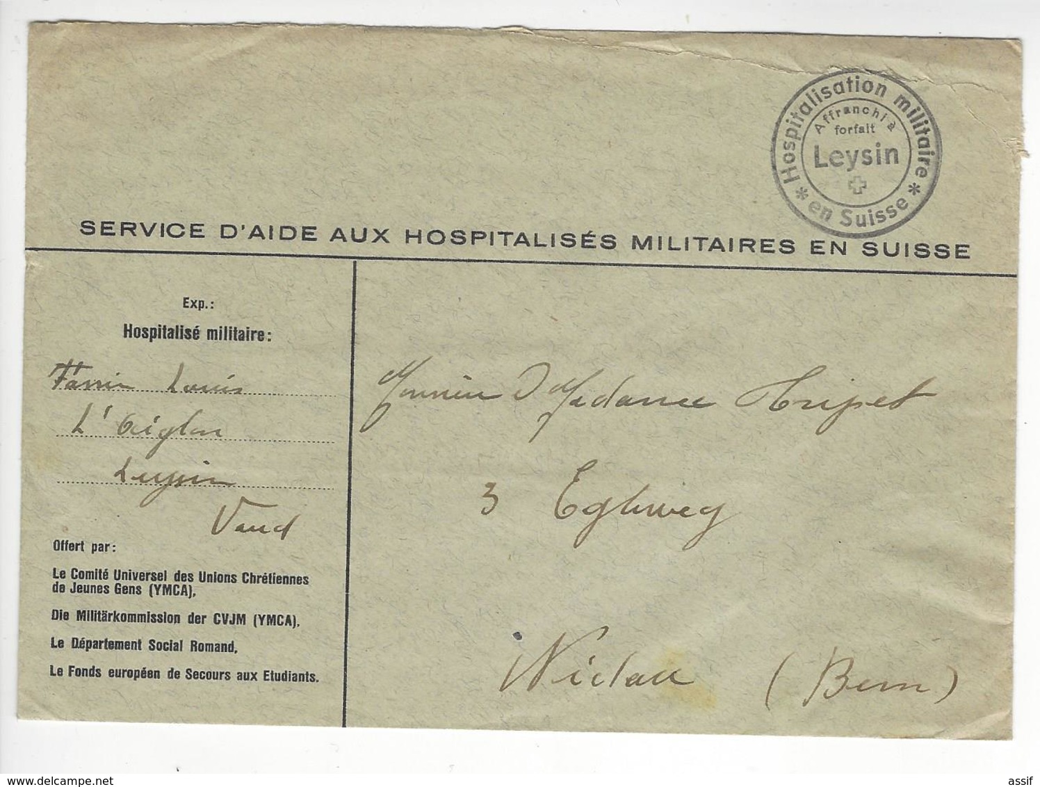 LEYSIN WW2 SUISSE INTERNES CAMP INTERNEMENT /FREE SHIP. R - Storia Postale