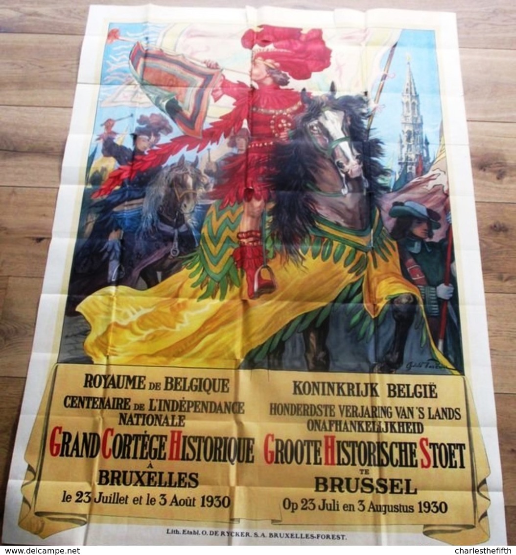 SUPERBE AFFICHE ** GRAND CORTEGE HISTORIQUE BRUXELLES 1930 ** 1.60 X 1.20m !! TRES BELLE AFFICHE - Manifesti