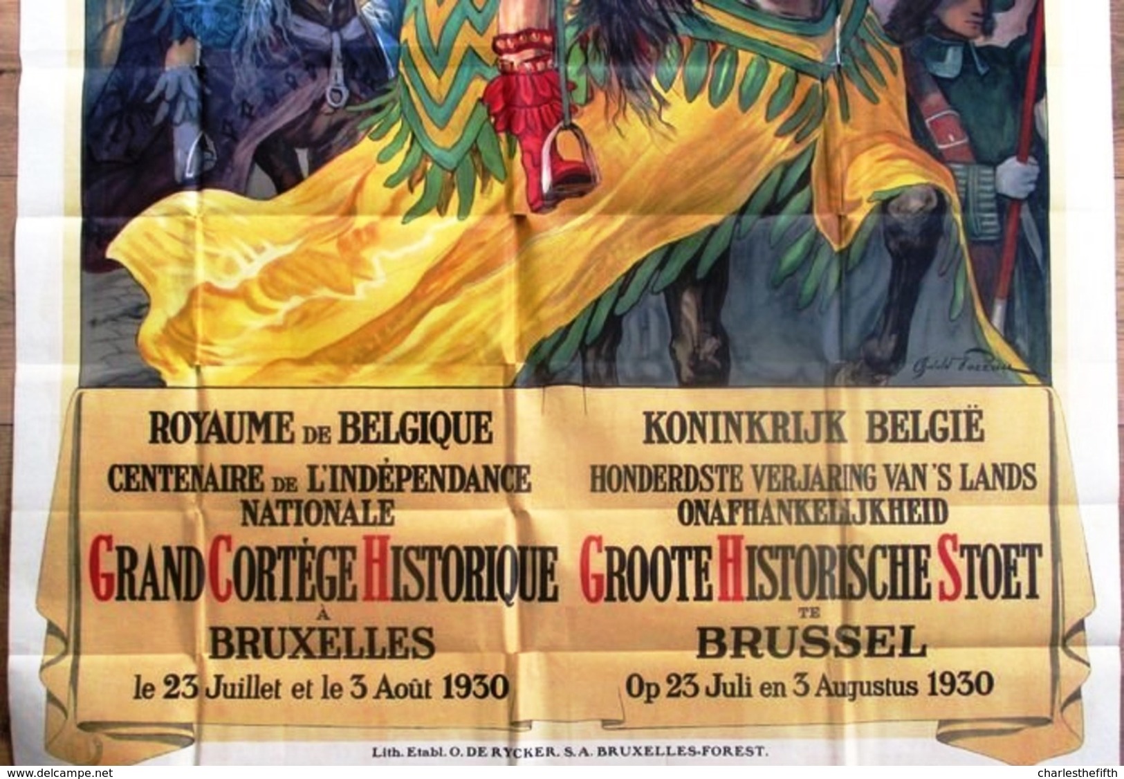 SUPERBE AFFICHE ** GRAND CORTEGE HISTORIQUE BRUXELLES 1930 ** 1.60 X 1.20m !! TRES BELLE AFFICHE - Manifesti