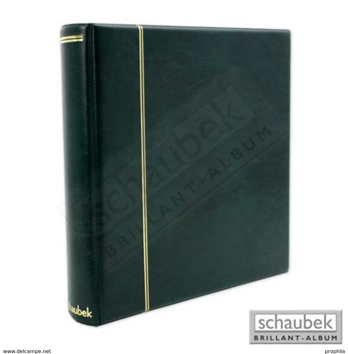 Schaubek Ringbinder "Senator", Wattierter Kunstlederbinder Grün - Large Format, Black Pages
