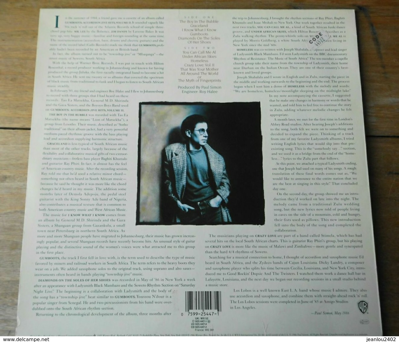 Vinyle "PaulSimon" "Graceland" - Country Et Folk