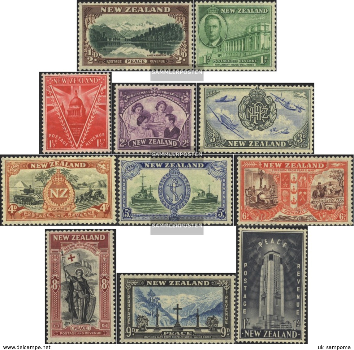 New Zealand 282-292 (complete Issue) Unmounted Mint / Never Hinged 1946 Victory Edition - Unused Stamps