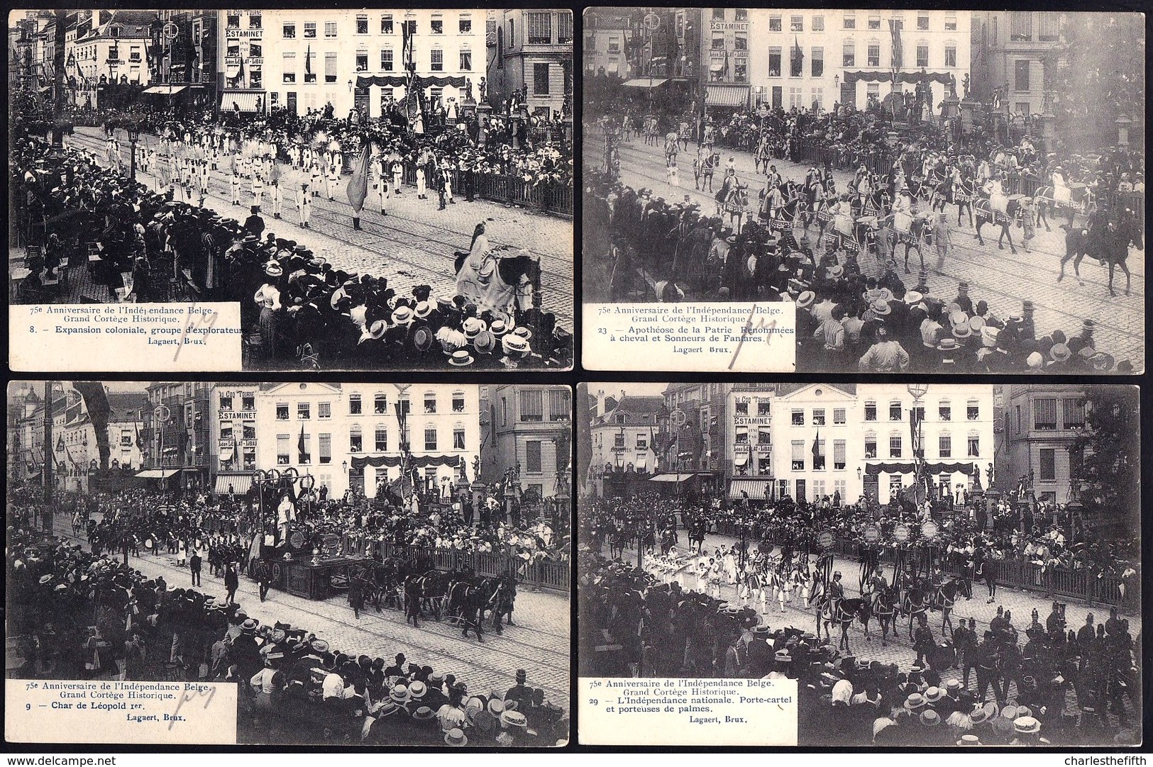 SUPERBE LOT DE 9 CPA ** CORTEGE HISTORIQUE 75e ANNIVERSAIRE INDEPENDANCE - A BRUXELLES ** - Fêtes, événements