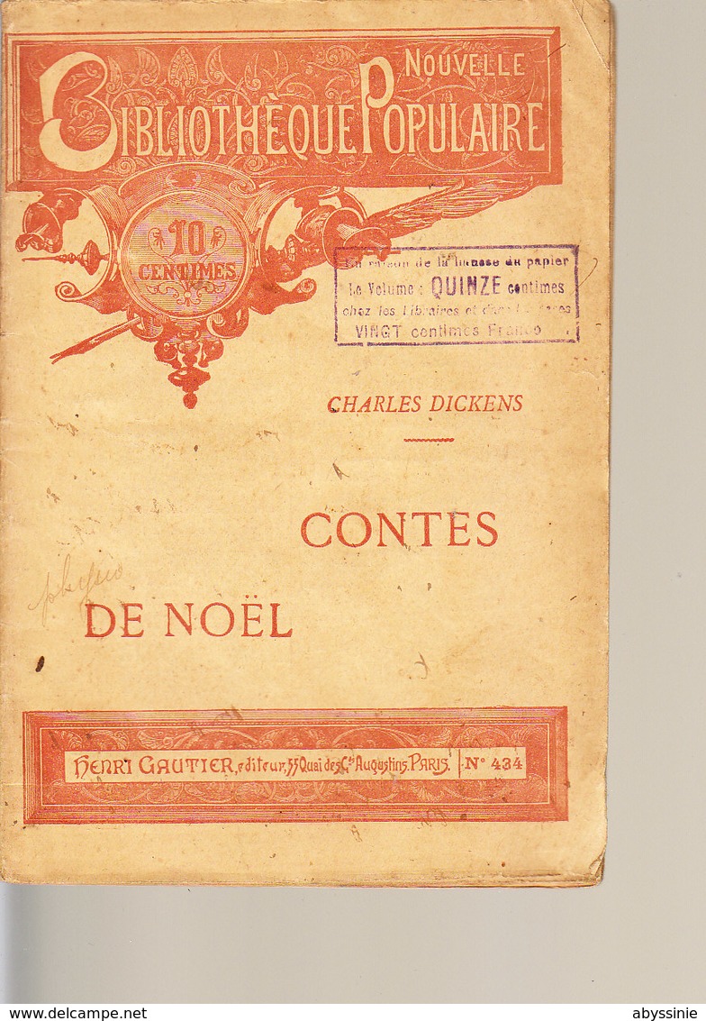 D23 - CONTES DE NOEL - CHARLES DICKENS - Nouvelle Bibliothèque Populaire - HENRI GAUTIER éditeur 55 Quai Des Augustins - Auteurs Français