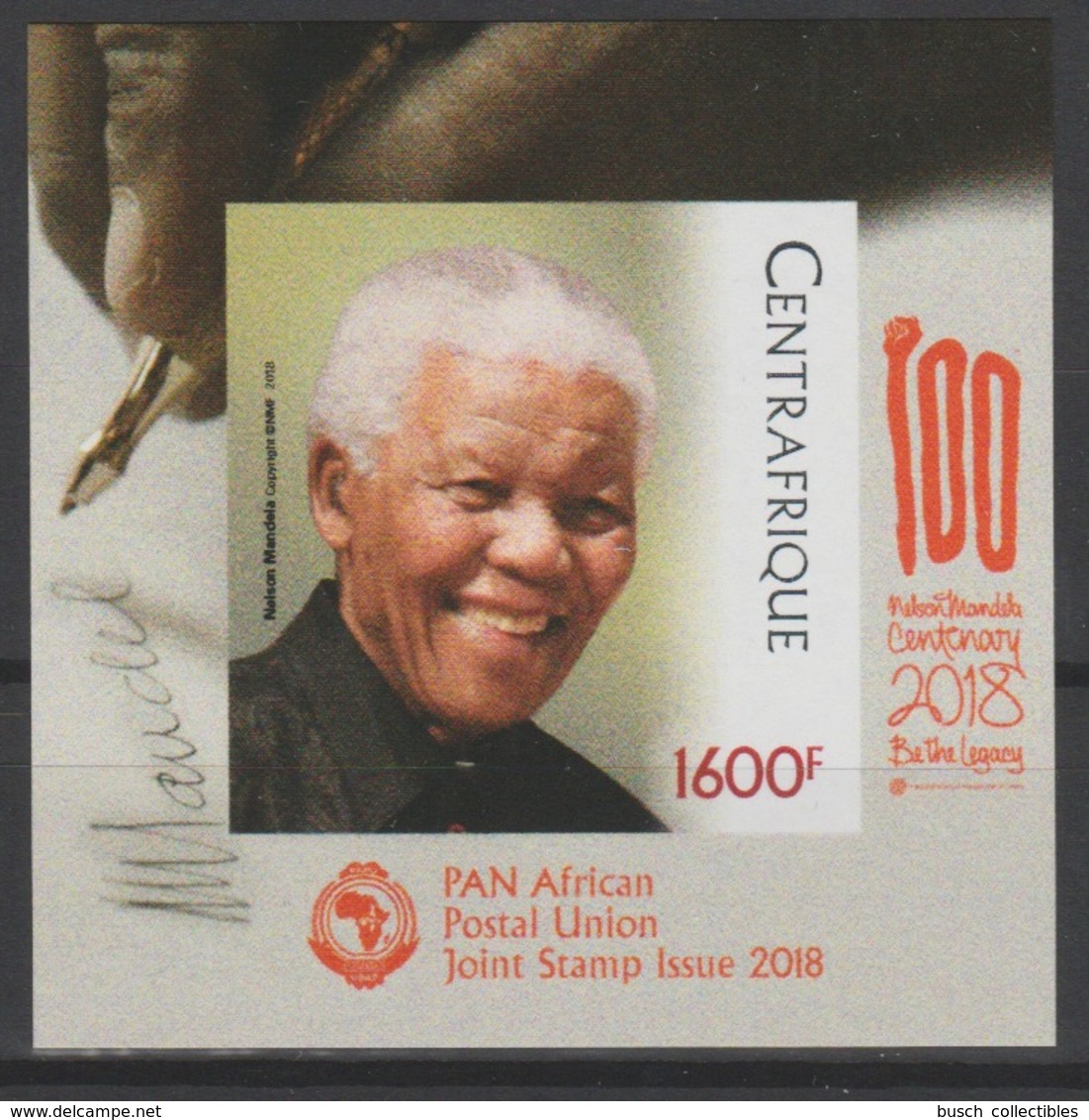 IMPERF Centrafrique Central Africa 2018 Mi. ? S/S Joint Issue PAN African Postal Union Nelson Mandela Madiba 100 Years - Sierra Leone (1961-...)