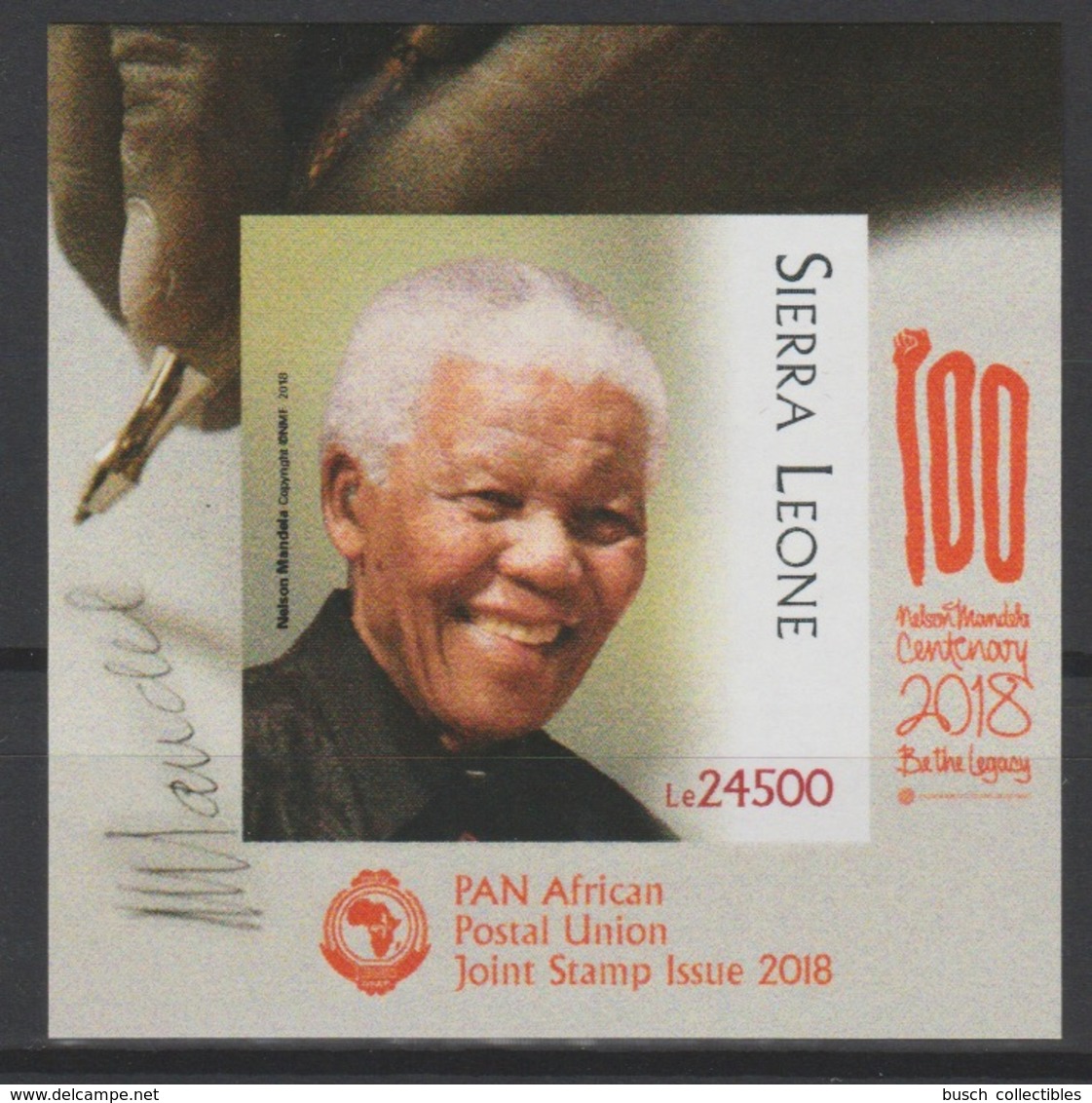 IMPERF ND Sierra Leone 2018 Mi. ? S/S Joint Issue PAN African Postal Union Nelson Mandela Madiba 100 Years - Sierra Leone (1961-...)