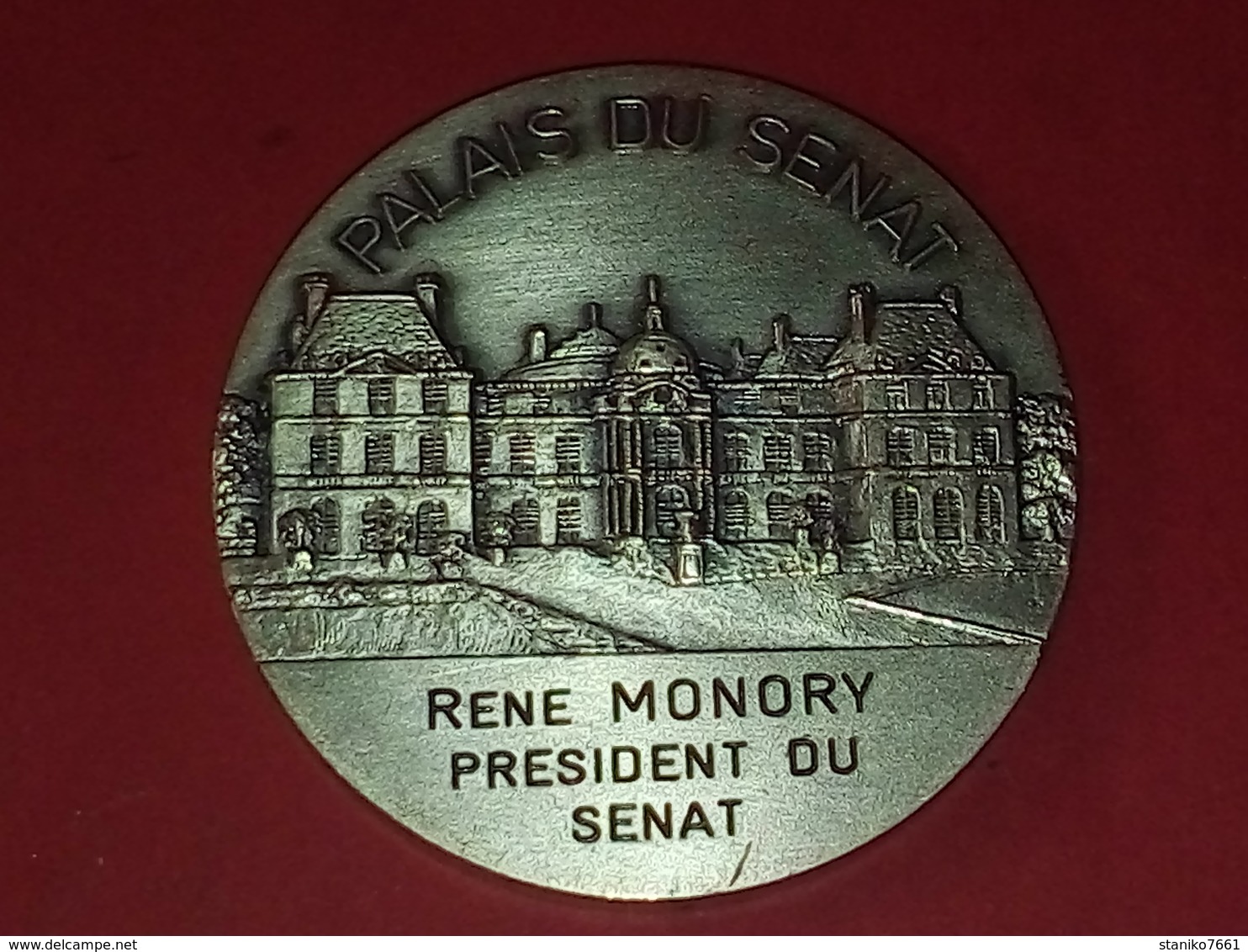 SUPERBE MÉDAILLE BRONZE ARGENTE Monnaie De Paris PALAIS DU SÉNAT R. MONORY PRÉSIDENT Avec étui 50 Mm 56 Gr - Altri & Non Classificati